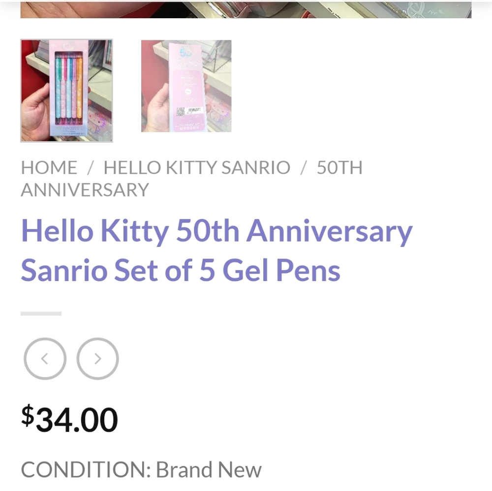 Hello Kitty 50th Anniversary 5-Pack Gel Pens - Picture 6 of 6